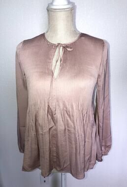 Lucky Brand Blush Pleated Peasant Blouse - XS